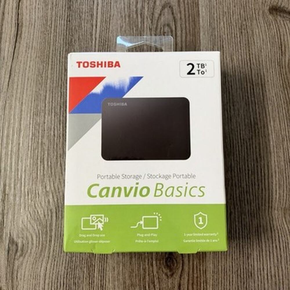 Toshiba Canvio Basics 2TB Portable External Hard Drive Black Factory Sealed